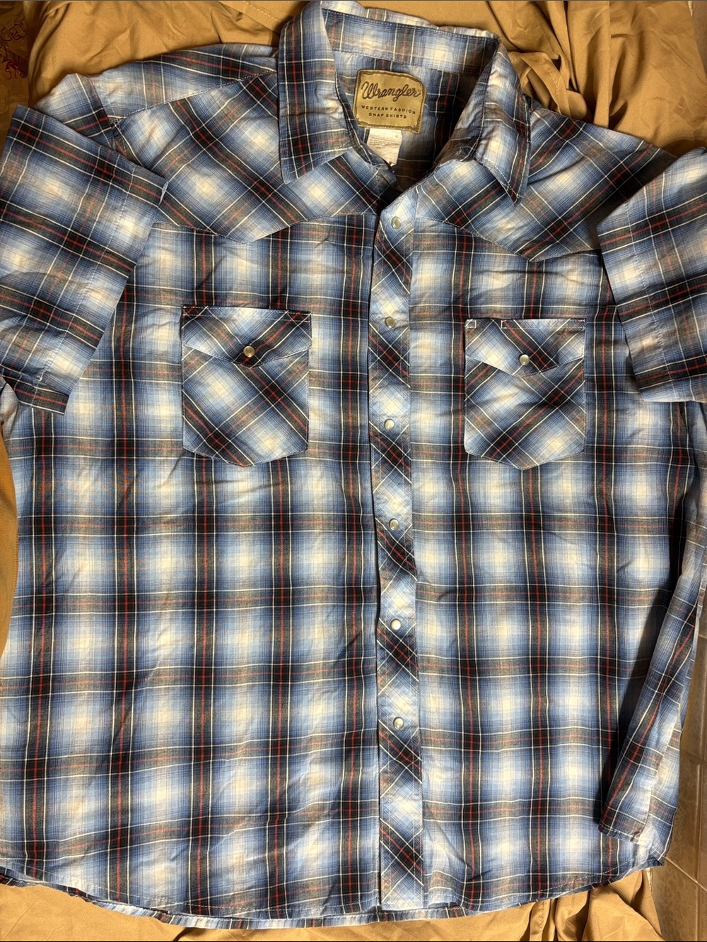 Vintage Wrangler Men's Blue Plaid Western Snap Shirt